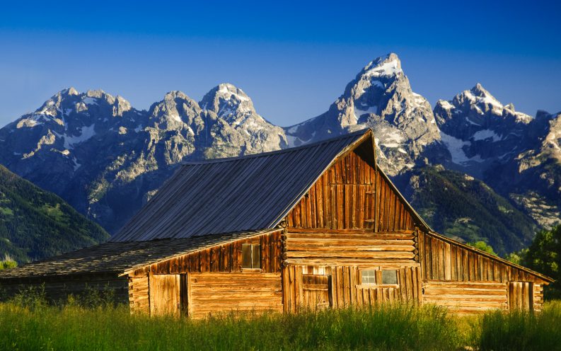 Wyoming farm mountain landscape Wyoming farm mountain landscape