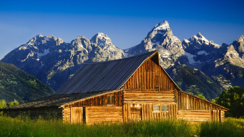 Wyoming farm mountain landscape Wyoming farm mountain landscape