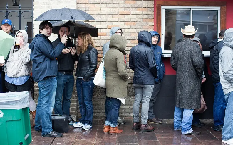 waiting in line