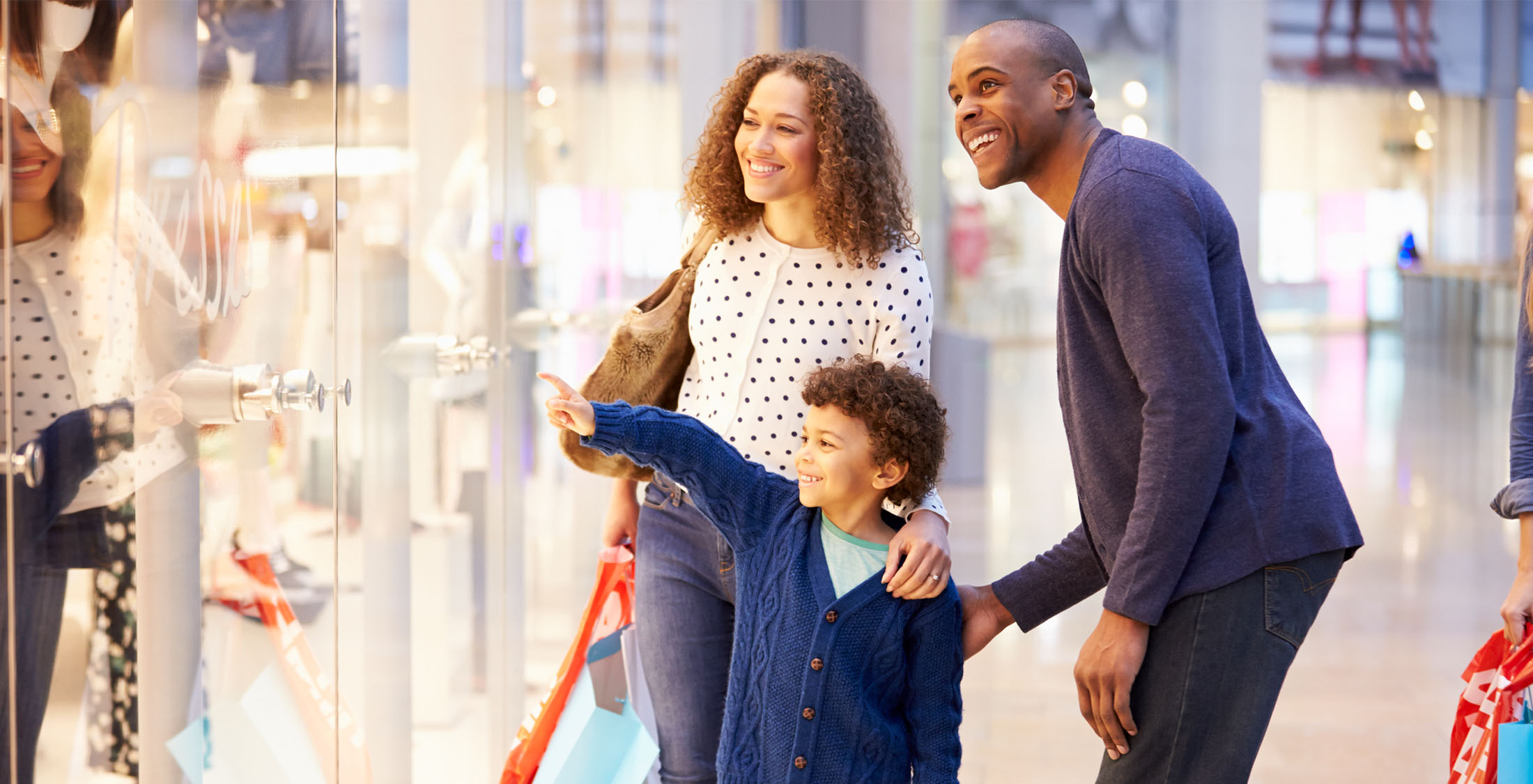 You spend impulsively. family shopping in mall