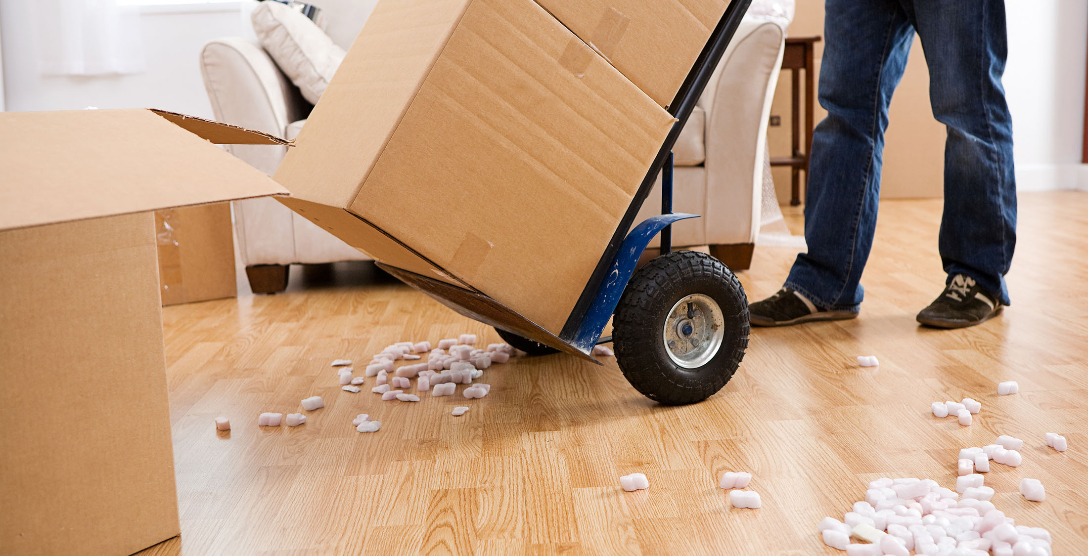 Let it go to foreclosure moving boxes on dolly