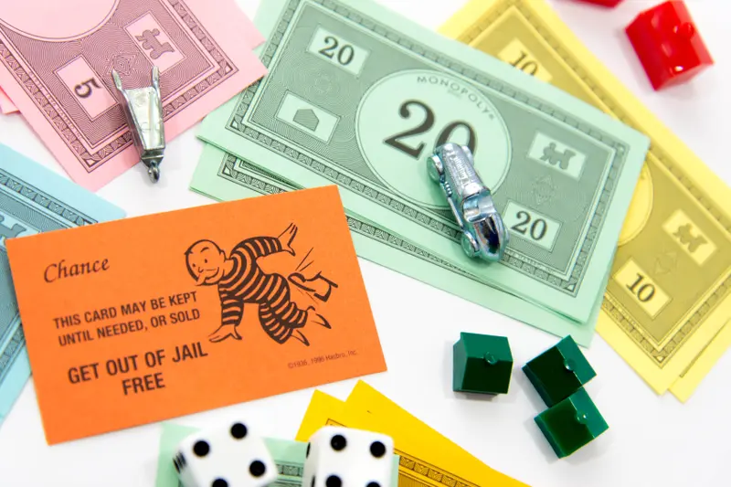 Monopoly board game in play
