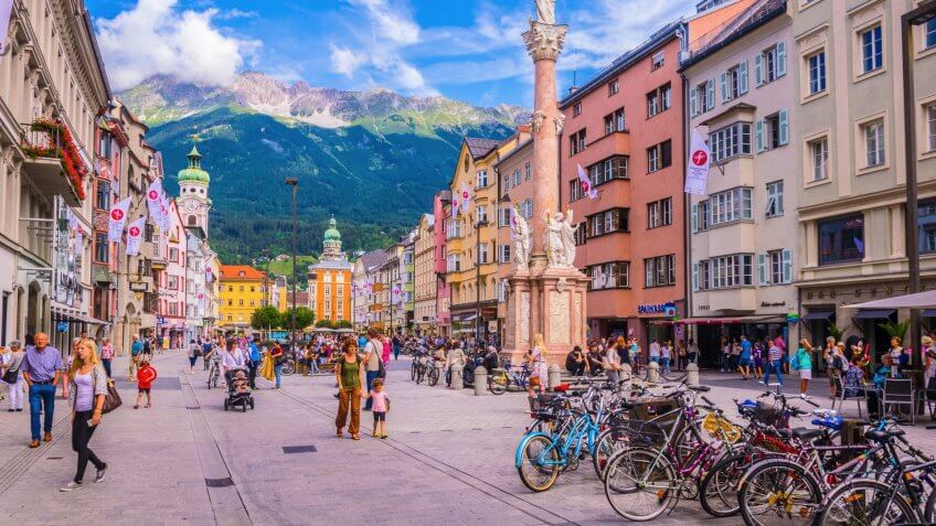 2017: People are passing through the town square dominated by An, AUSTRIA, Austria., How Much to Tip When Traveling to These 25 Countries, INNSBRUCK, JULY 27