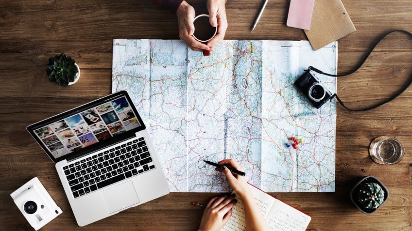 Travel Trip Map Direction Exploration Planning Concept.