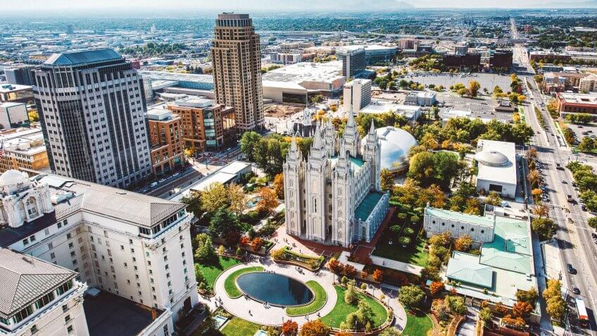 Salt Lake City Aerial View, Utah.
