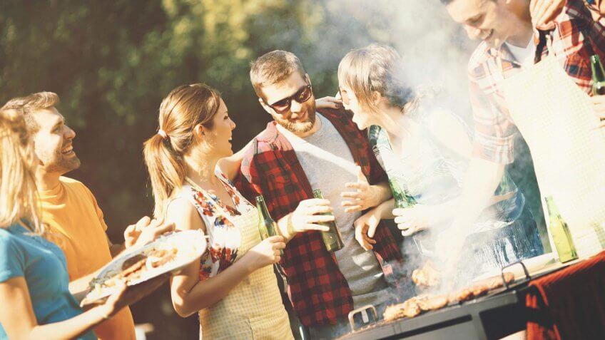 Cooking outside with friends