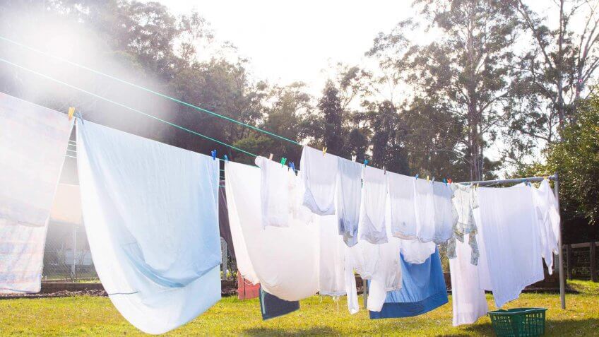 line drying laundry