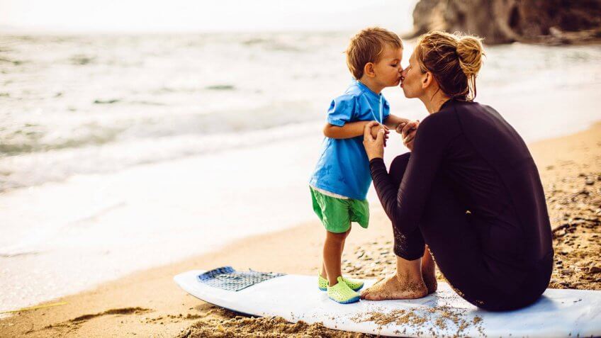family trip at the beach