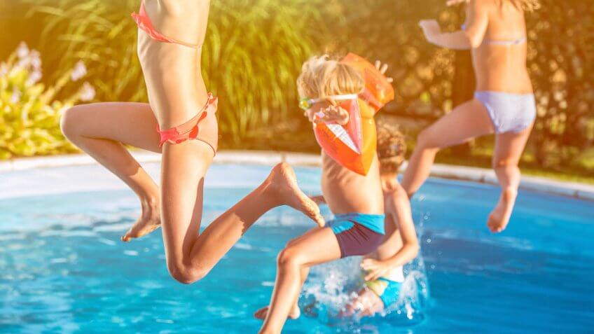 swimming at the neighborhood pool