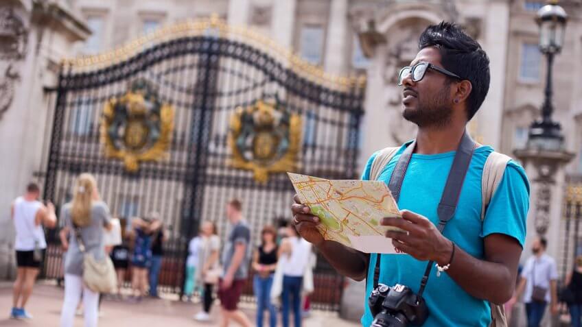 tourist looking at a map