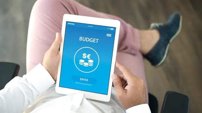 budgeting app on a tablet ipad