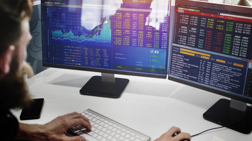 Businessman Working Finance Trading Stock.