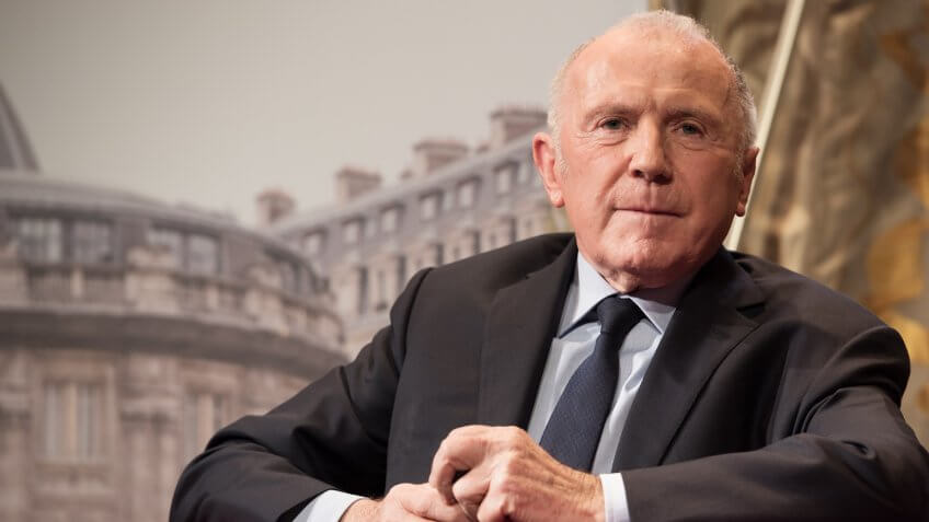 PARIS - APRIL 27, 2016 : The businessman and art collector Francois Pinault during the conference about the creation at Paris (Bourse du Commerce) of a permanent site to present his art collection.