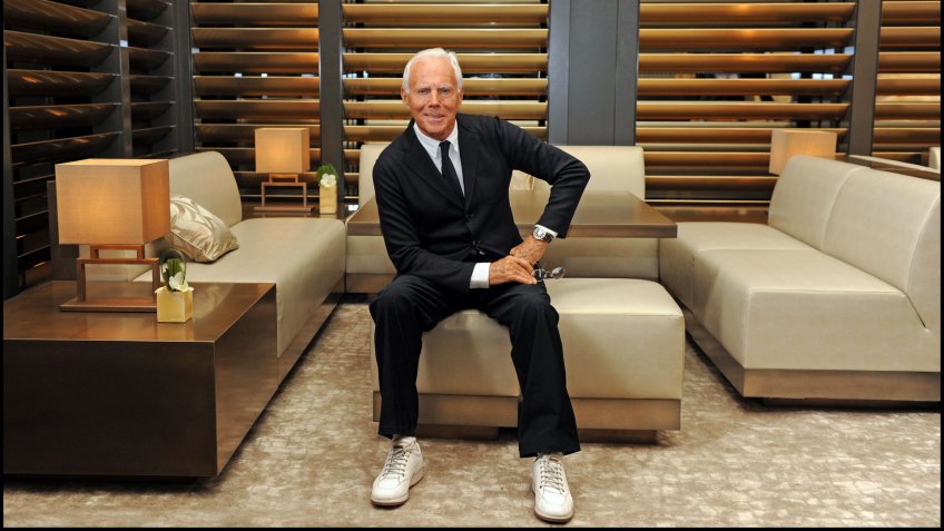 June 2015 - Giorgio Armani posed during the Milan fashion week.