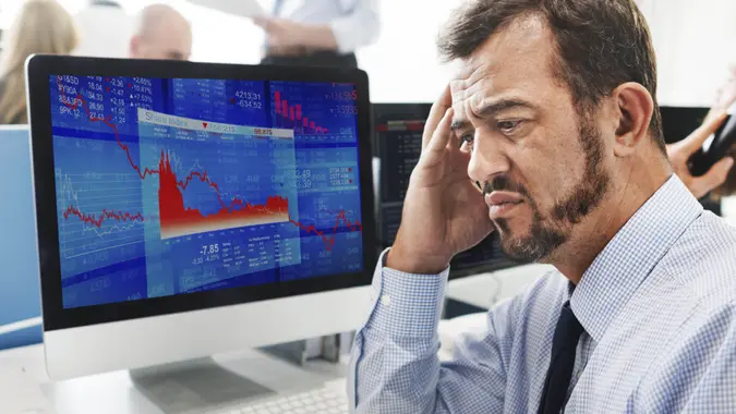 stressed man stock charts