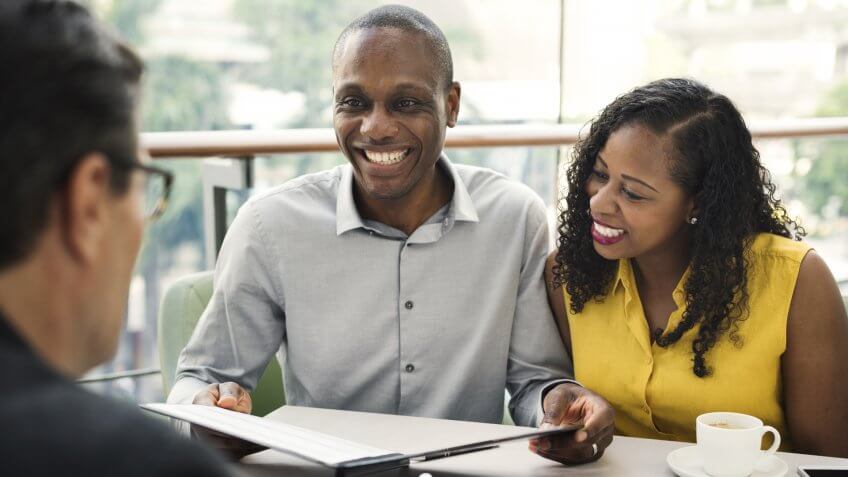 couple talking to professional