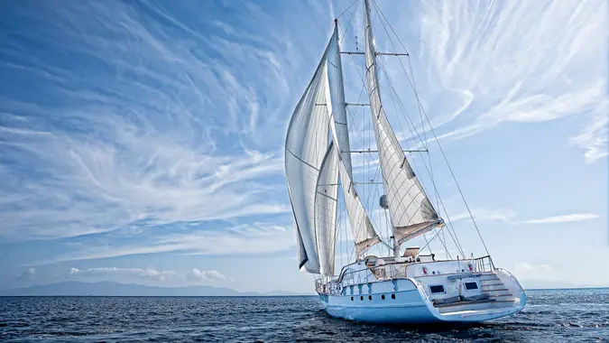 Sailboat on the open ocean.
