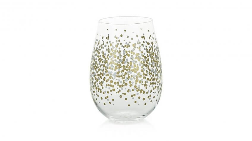 Metallic Dots Stemless Wine Glass