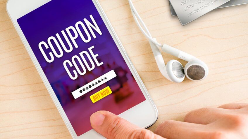 smartphone with coupon code graphic smartphone with coupon code graphic