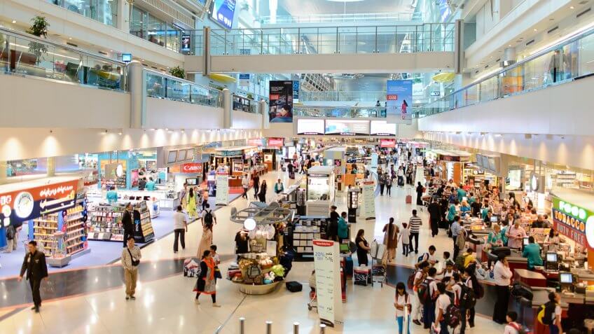 Wide shot of the inside of a mall Wide shot of the inside of a mall