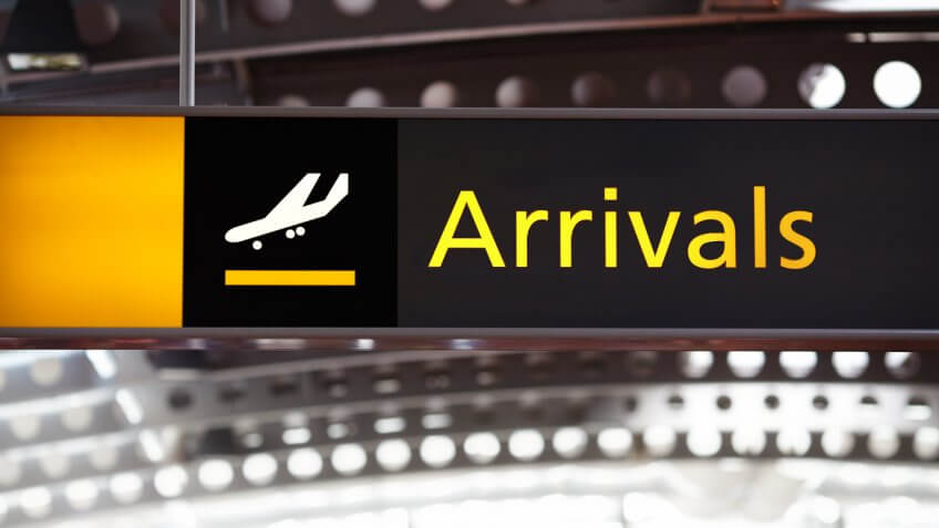 Airport arrivals sign Airport arrivals sign