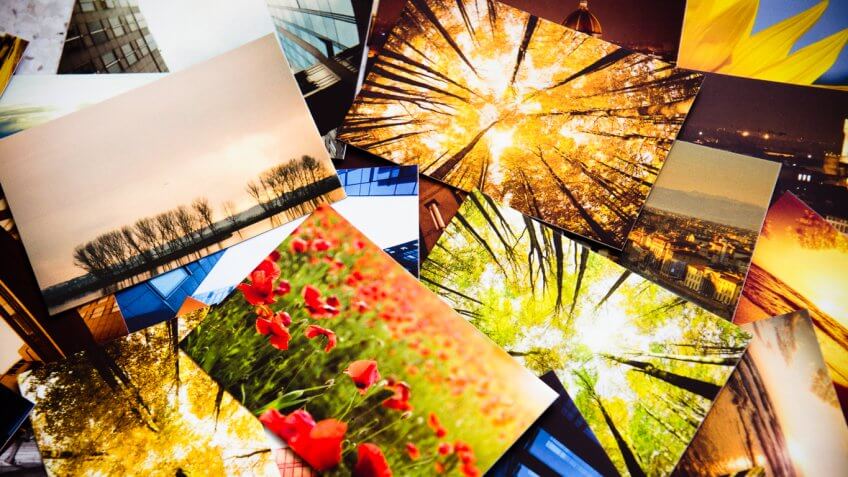 Stack of printed colorful images