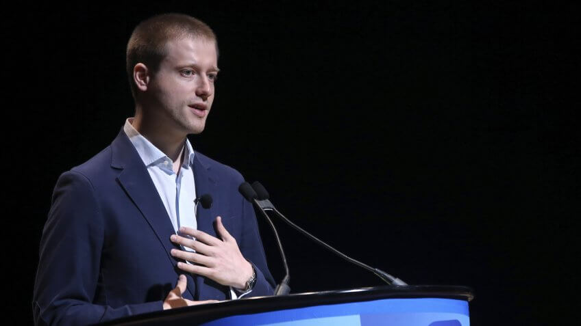 Mandatory Credit: Photo by Mary Altaffer/AP/REX/Shutterstock (6210085a)Dmitry Itskov Russian billionaire Dmitry Itskov speaks to the Global Future 2045 Congress, at Lincoln Center in New York.