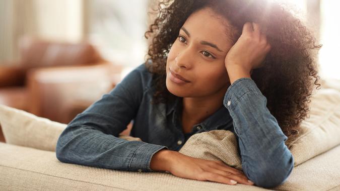 Relax young woman daydreaming