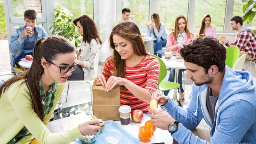 friends eating lunch together