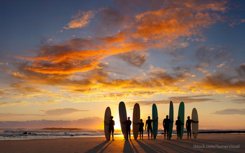 Australian spring vacation surfing on beach Australian spring vacation surfing on beach