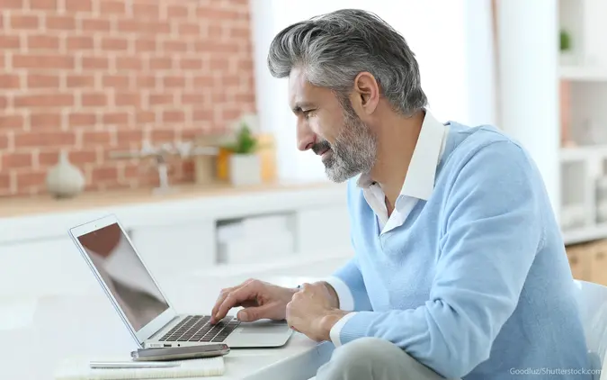 searching on a laptop