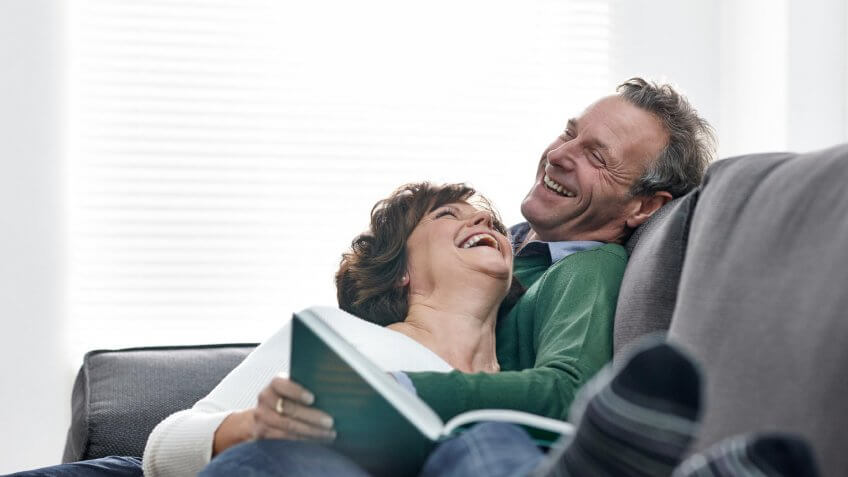 senior couple laughing together