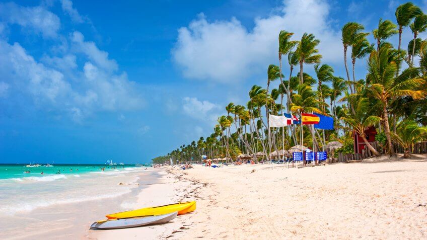 Beatiful sandy Bavaro beach, Punta Cana.