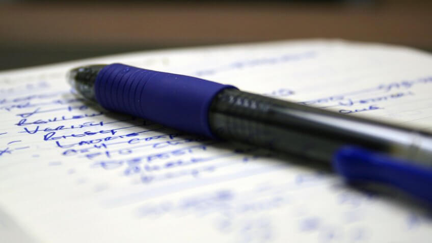 pen on notepad