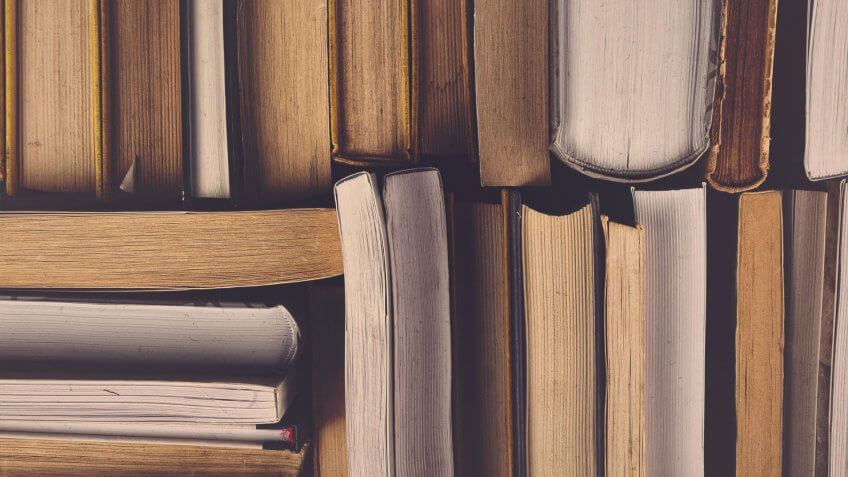 stack of used books