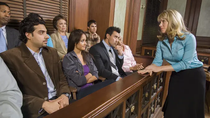 lawyer speaking to a jury