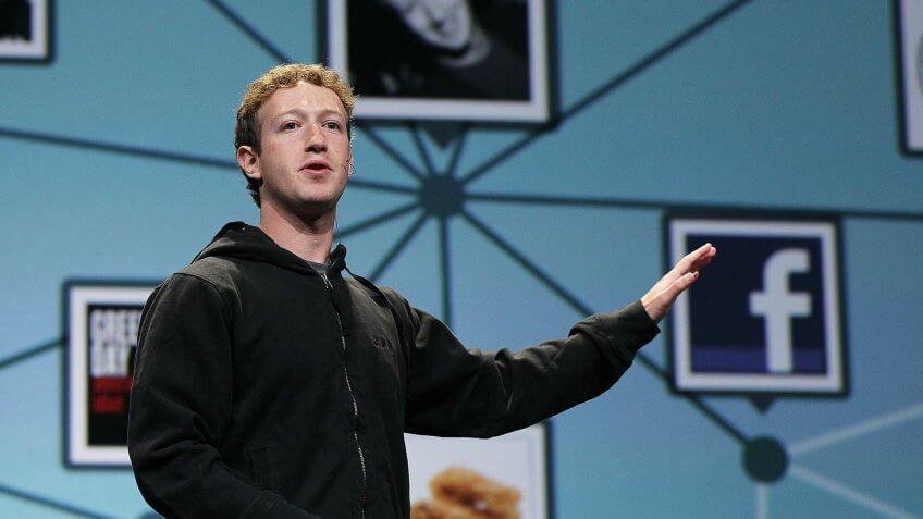 SAN FRANCISCO - APRIL 21: Facebook founder and CEO Mark Zuckerberg delivers the opening keynote address at the f8 Developer Conference April 21, 2010 in San Francisco, California.