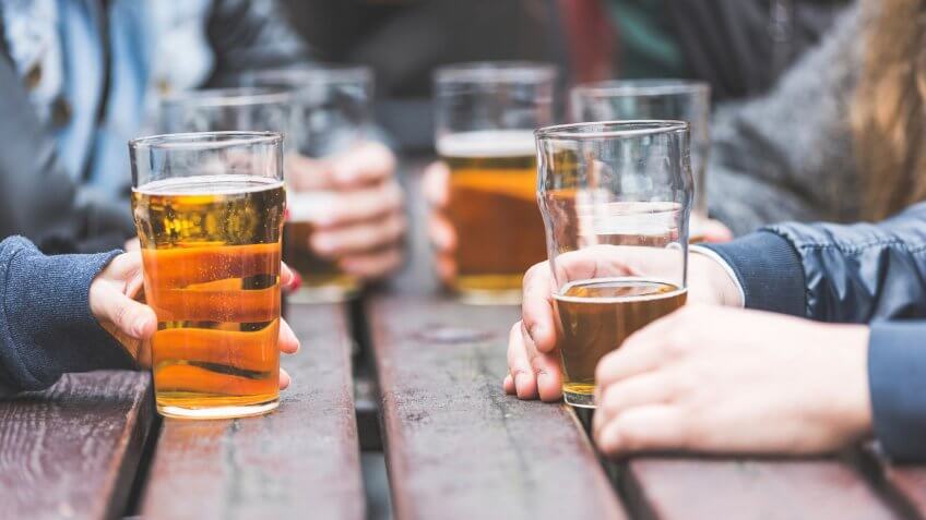 friends having beers together