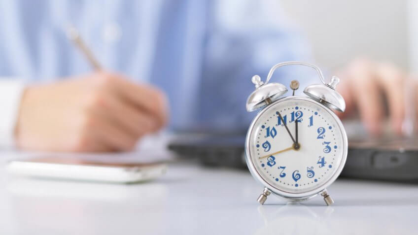 alarm clock on table