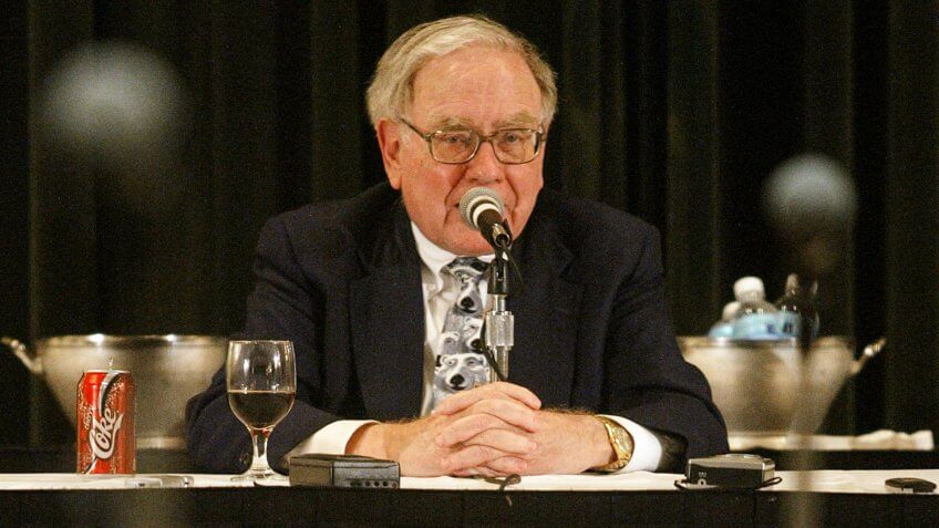 OMAHA, NE - MAY 4: Berkshire Hathaway's CEO Warren Buffett answers questions at a news conference May 4, 2003 in Omaha, Nebraska.