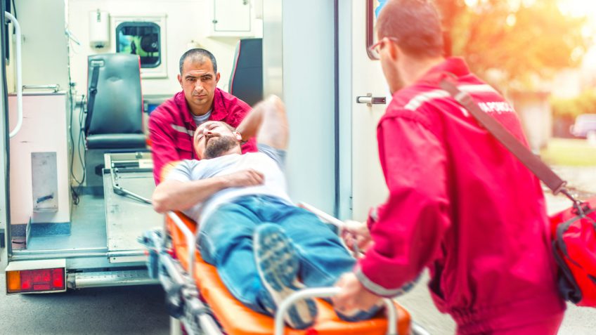 injured man on a stretcher