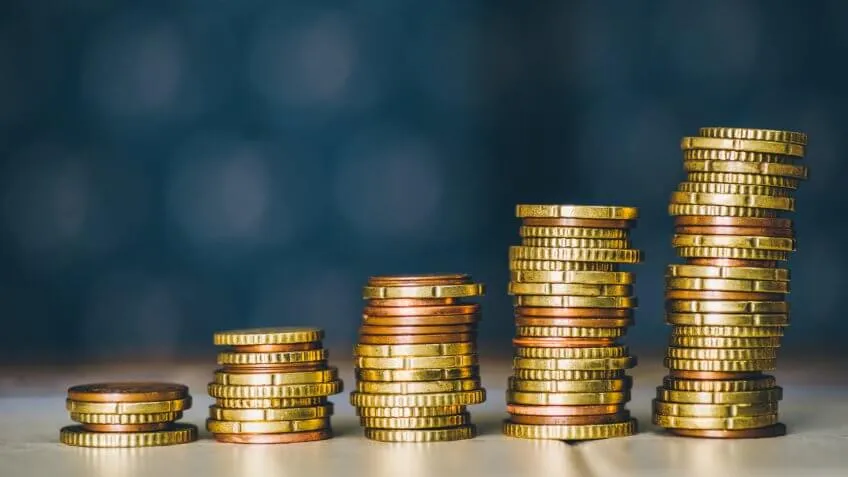 stacks of golden coins