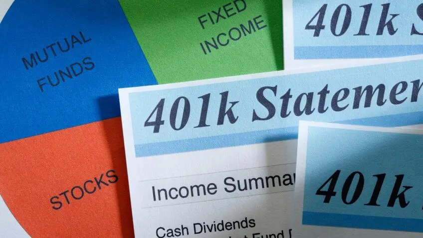 close up of 401k statement