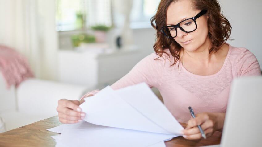 checking over paperwork