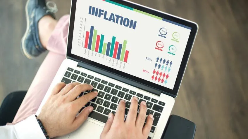 close up of inflation graph on laptop