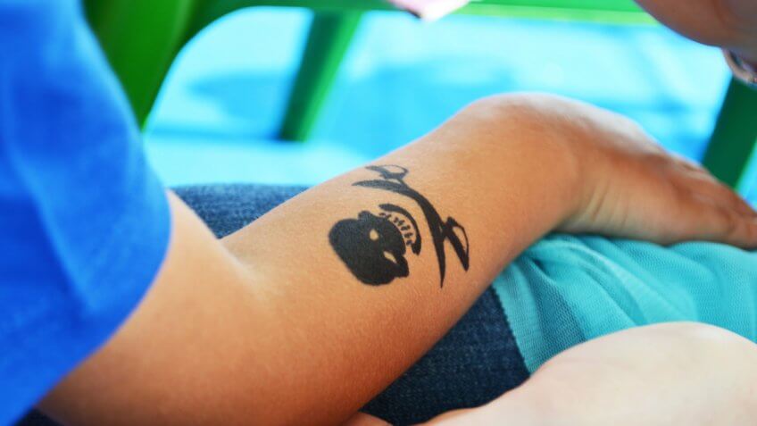 person with a fake tattoo