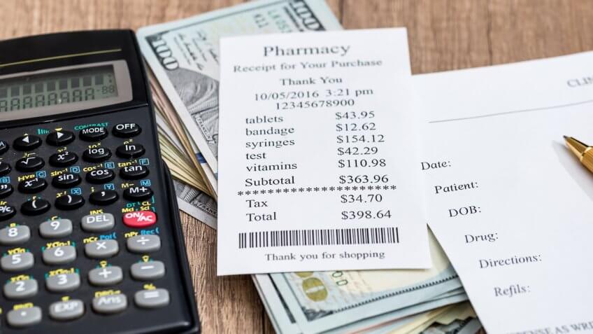 pharmacy receipt and calculator pharmacy receipt and calculator