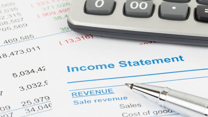 calculator next to income statement document calculator next to income statement document