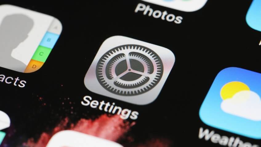 close up of settings app