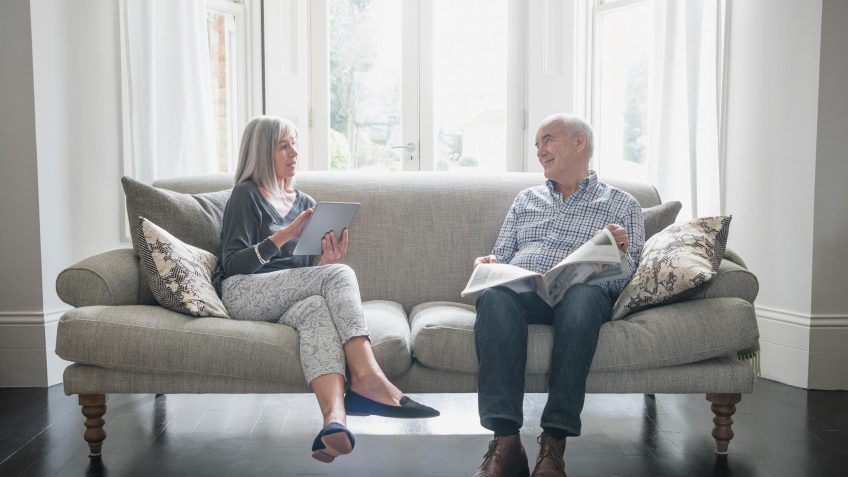 retired couple talking